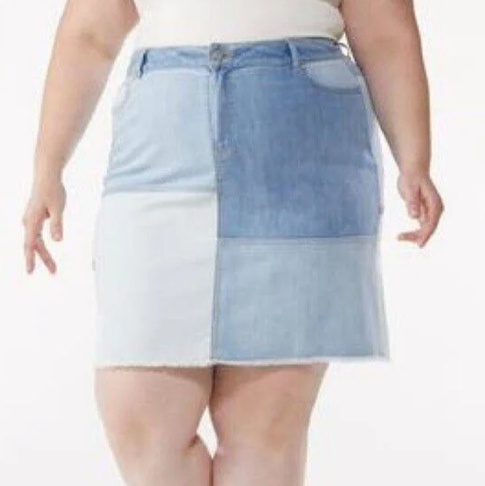 Cato Patchwork Denim Mini Skirt